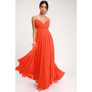 Lulus All About Love Coral Red Maxi Dress - Size S